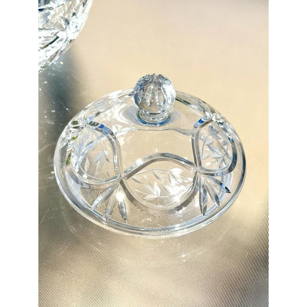 Gorham Hand Cut Crystal Lidded Candy Bowl Victorias Garden 7 ½”H Vintage Poland